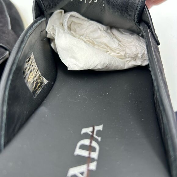 Men’s Prada triangle logo Saint Tropez slip on loafers size 9, made in Italy - Picture 7 of 9